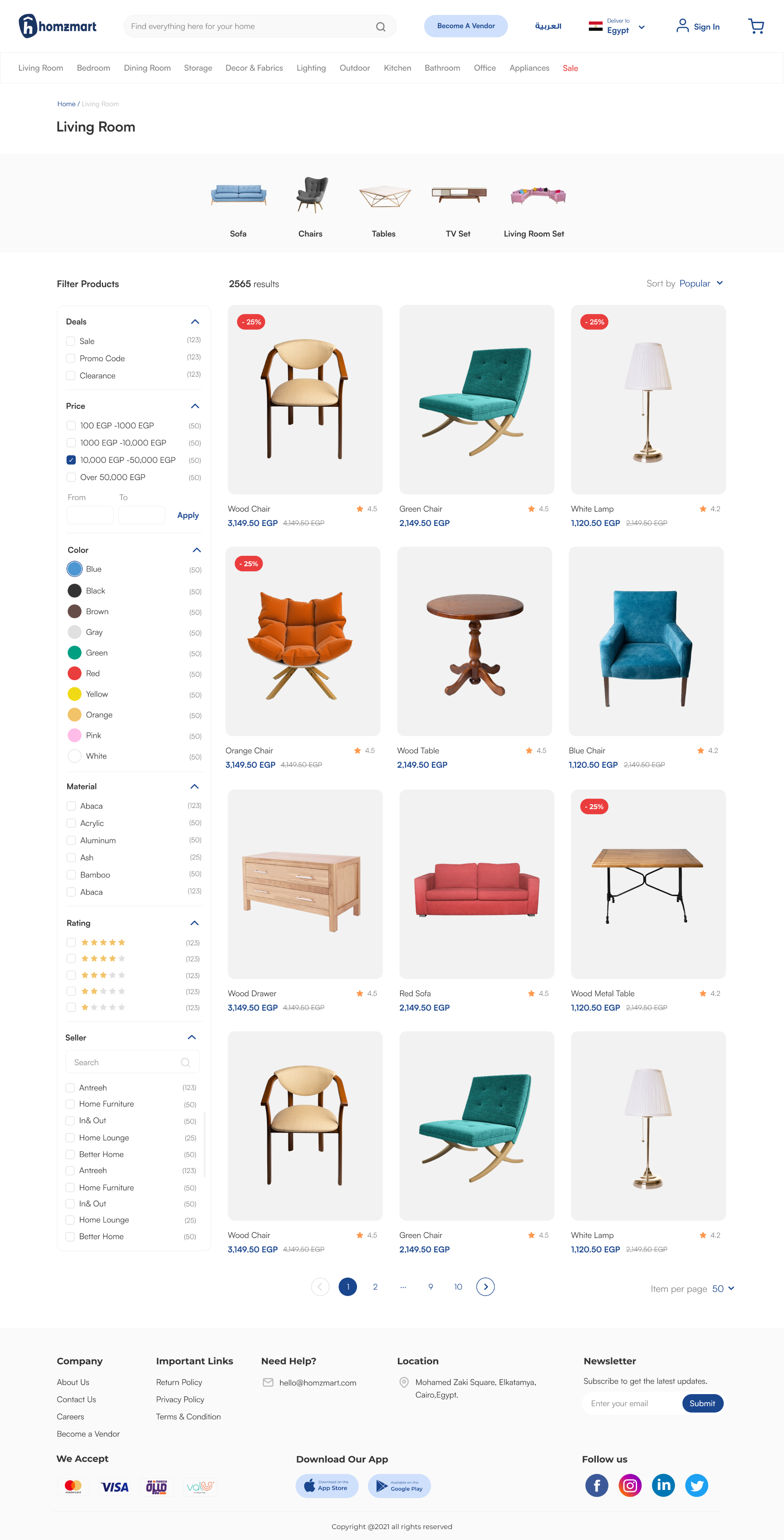 Product list with attribute filters, sort and product count