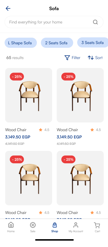 Responsive menu — categories
