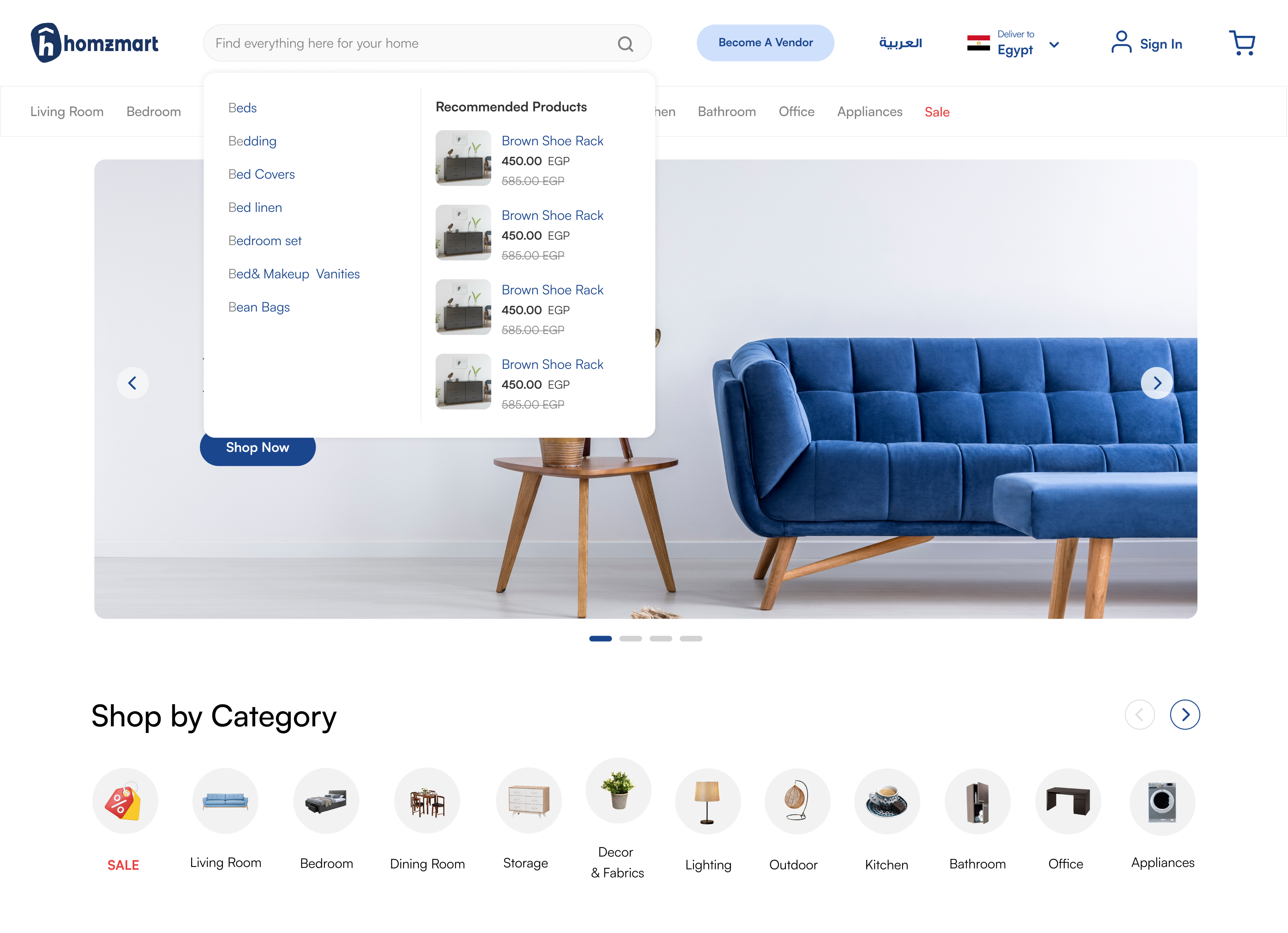 Search overlay with suggestions and recommended products