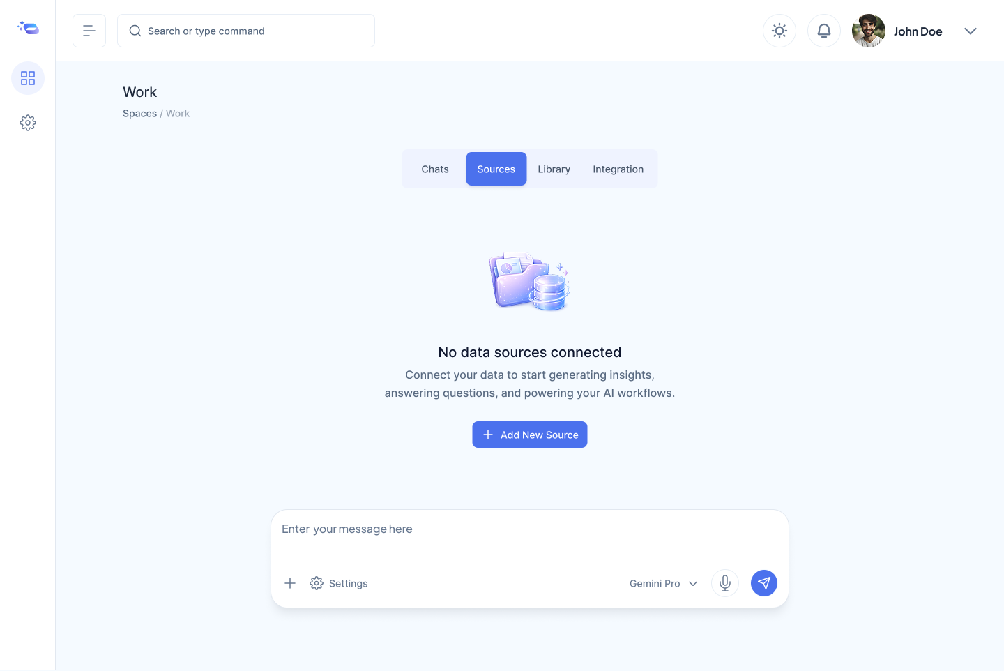 AI workspace empty state
