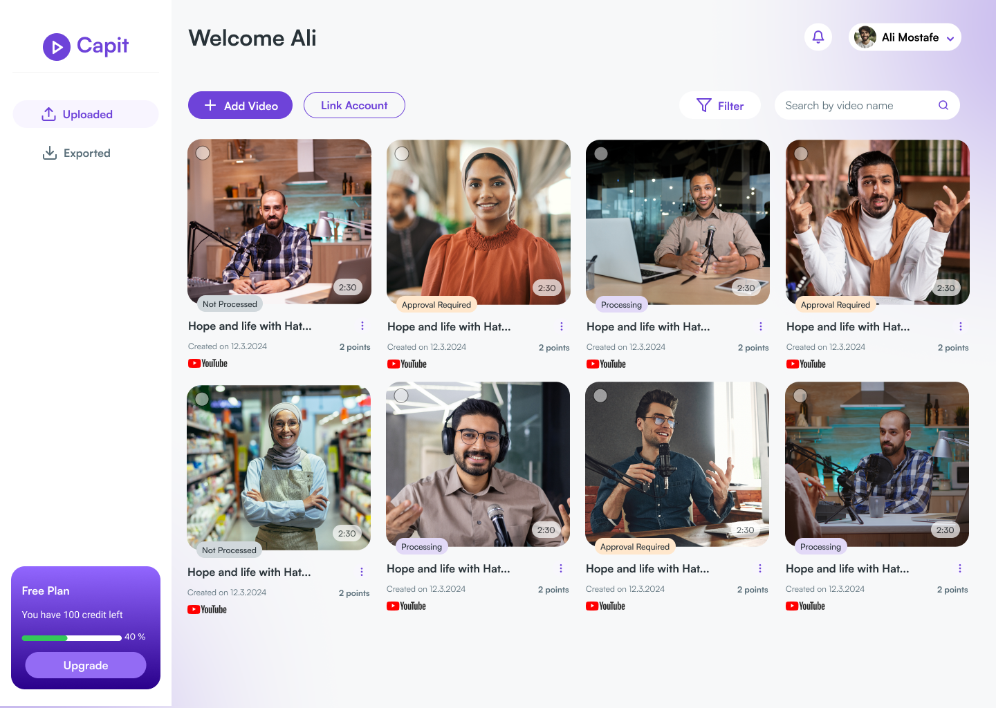 Video library dashboard