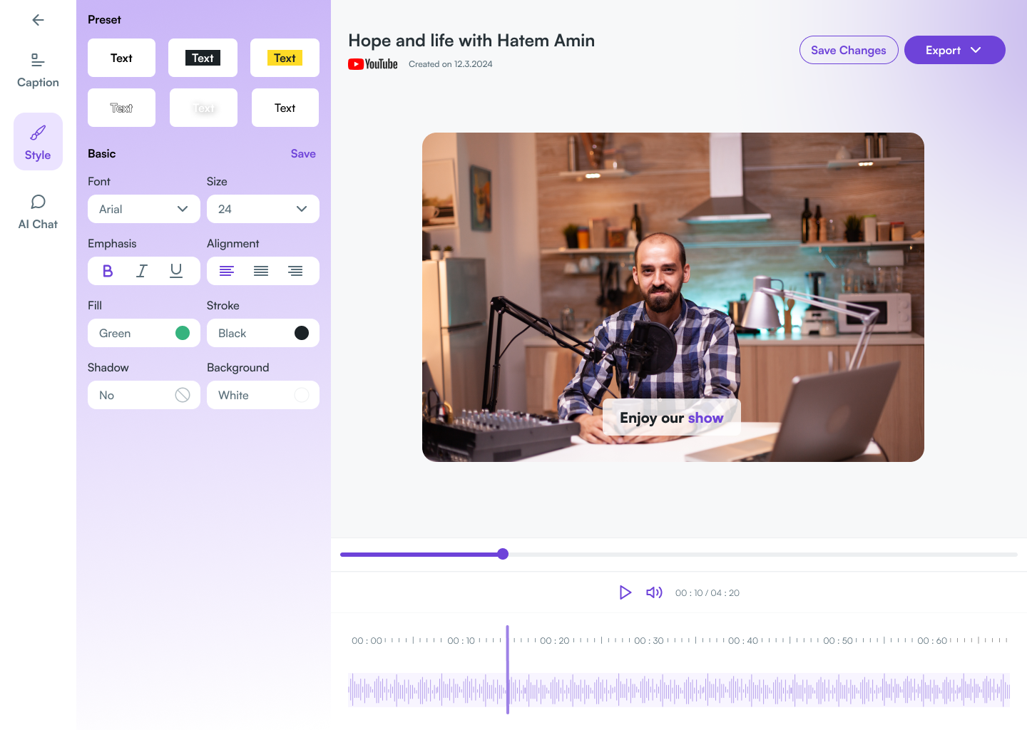 Video caption editor